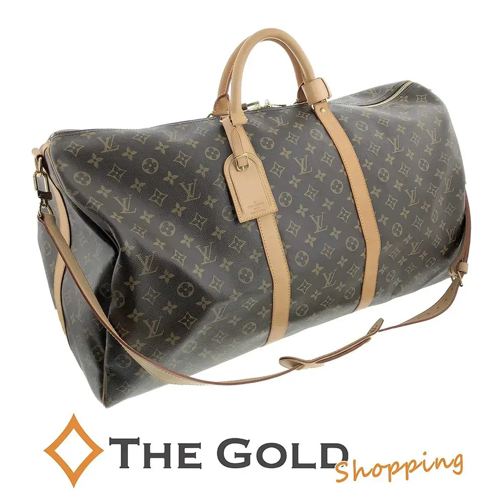 Louis Vuitton Keepall Bandouliere Monogram Canvas Strap Travel Bag Brown